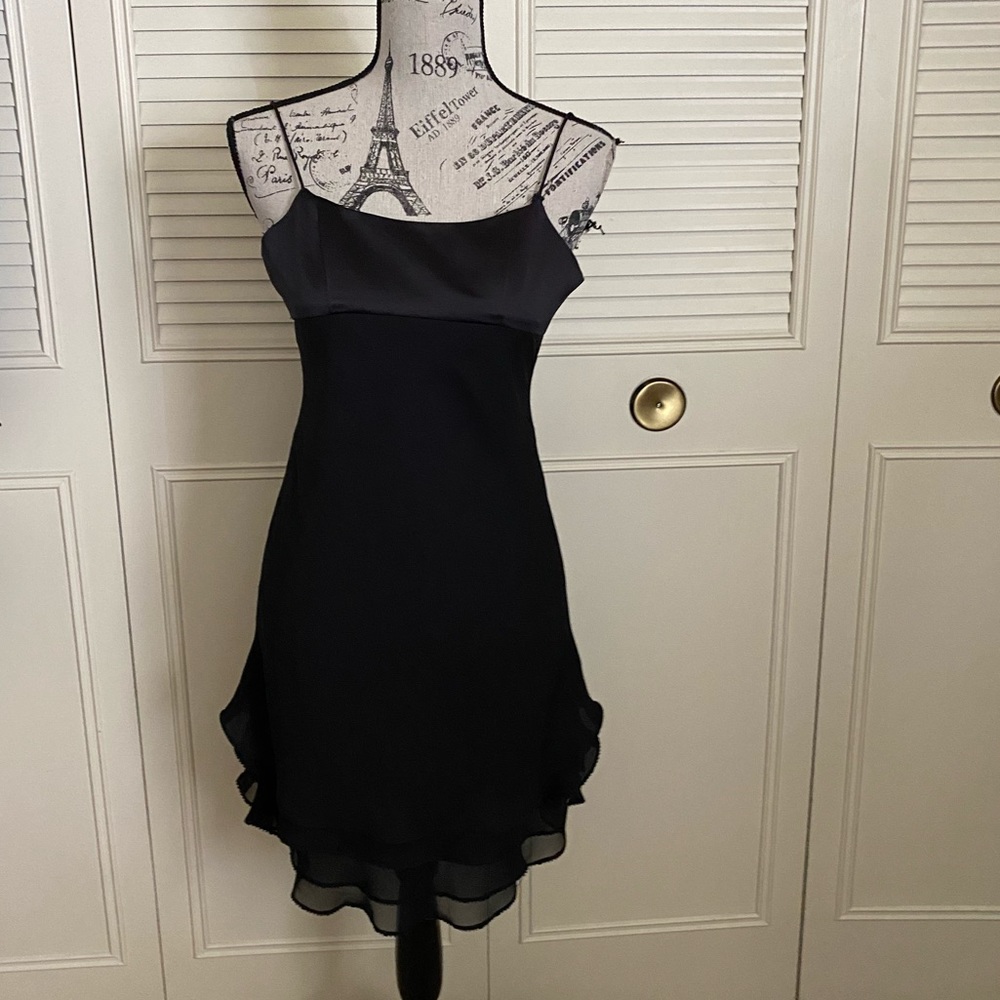 Alfred Angelo little black dress satin chiffon formal evening prom